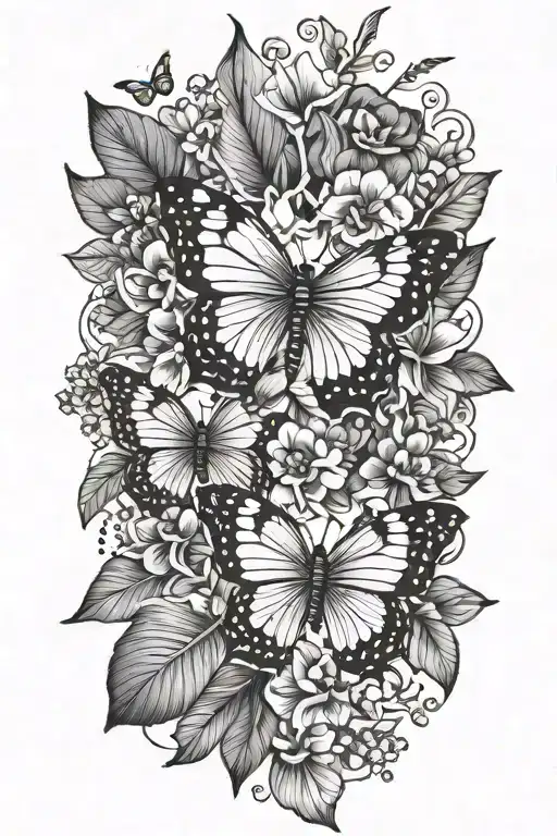 Butterfly With Hawiian Flowers