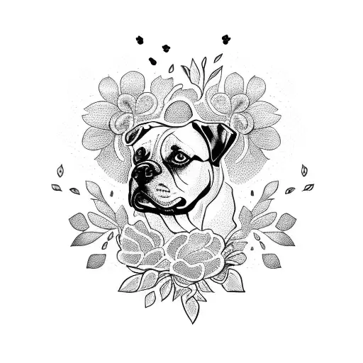 A Bouquet Of Flowers With A Hidden Silhouette Of A Dog Among Them