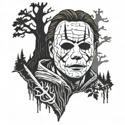 Micheal Myers In Dark Forest