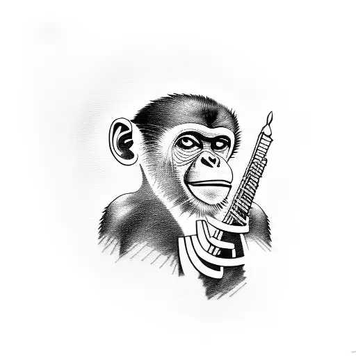 A Bonobo Monkey Playing A Musical Instrument