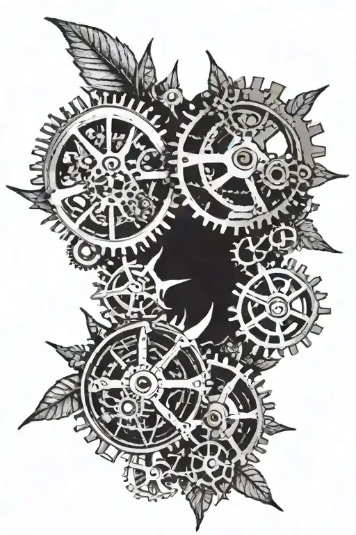 A Weed Leaf Intertwined With Gears And Machinery