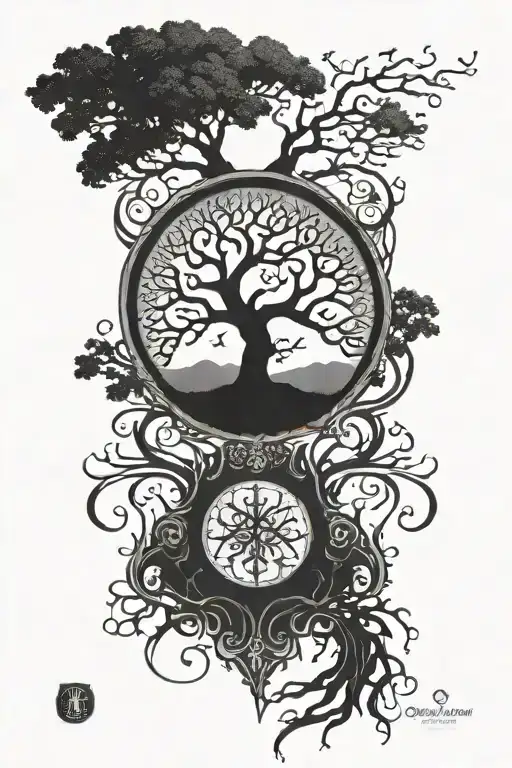 Eldritch Inspired Tree Of Life On Shield For Shoulder