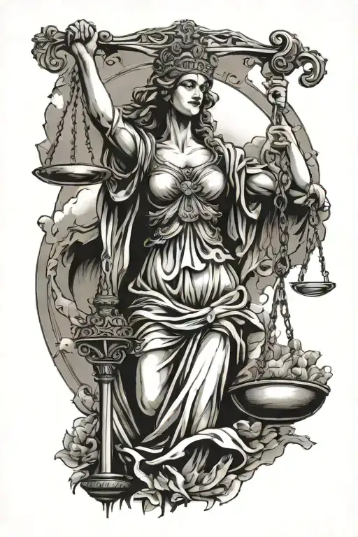 Lady Justice Full Body With Background