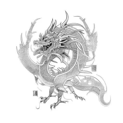 A Cyberpunk-inspired Japanese Dragon Breathing Neon Fire