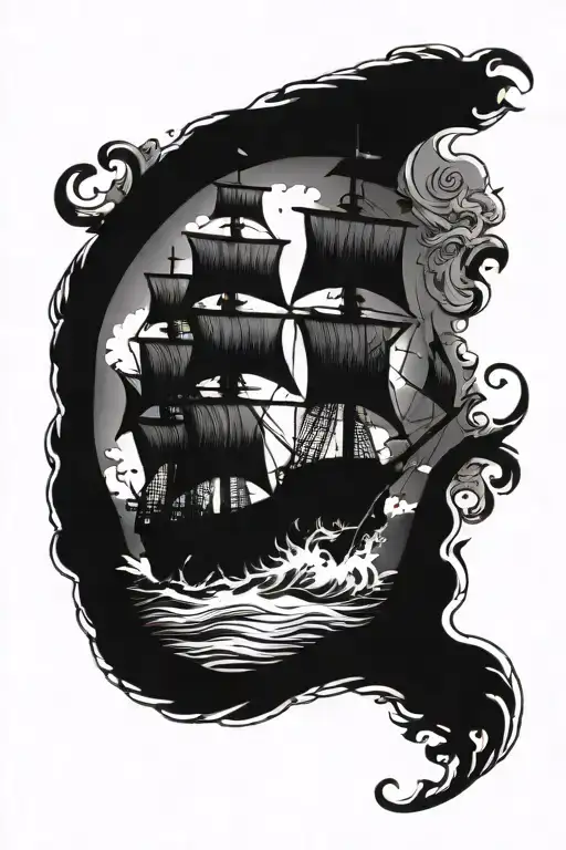 Water And Pirate Ship