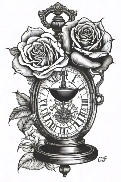 Pocket Watch Roses Hourglass