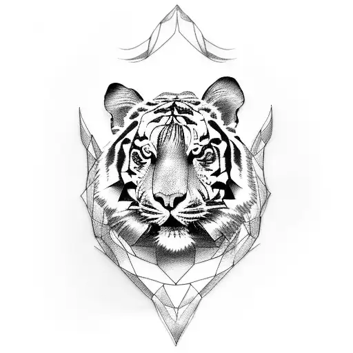 Fashion-forward Tattoo Featuring A Tiger Wearing Balenciaga