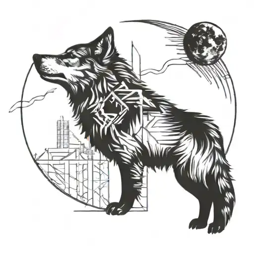 A Wolf Howling At The Moon Made Of Mathematical Equations