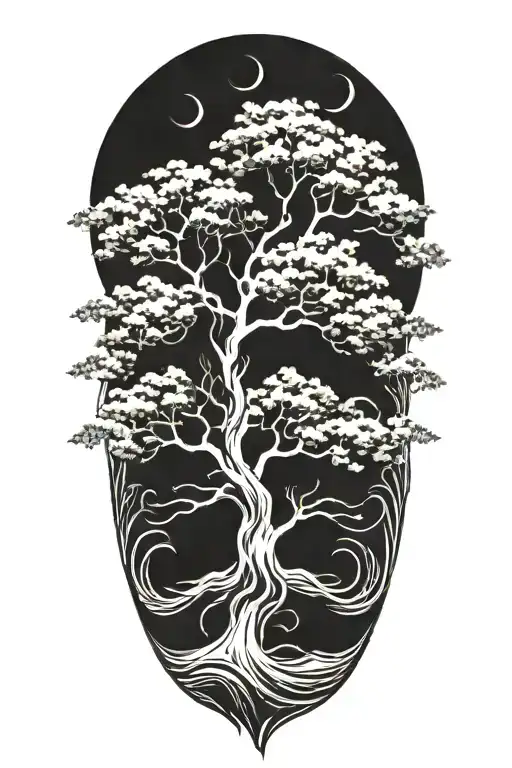 Tree Of Life Surrounded By Stormy Seas