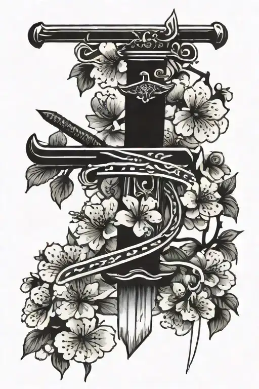 Sword And Cherry Blossom