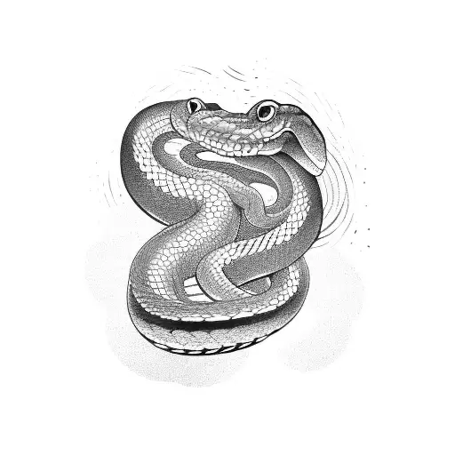 Coiled Profile Snake That Occupies The Right Arm From The Shoulder To The Hand