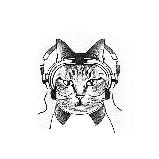A Cat Wearing Headphones And Djing On A Turntable
