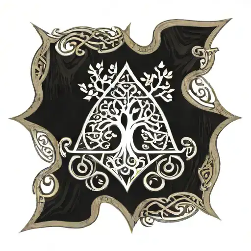 Eldritch Tree Of Life On Wooden Kite Shield With Celtic Luck Knot For Shoulder