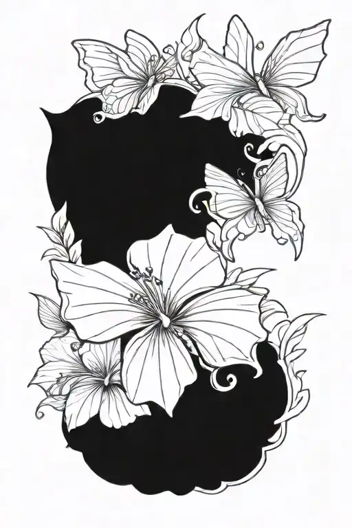 Butterfly With Hawiian Hibiscus