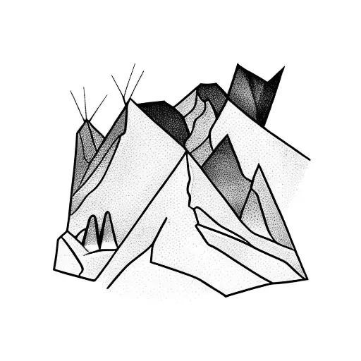 Dark Mountain Scene On A Rectangle