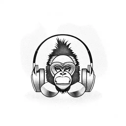 A Bonobo Monkey Wearing Gaming Headphones
