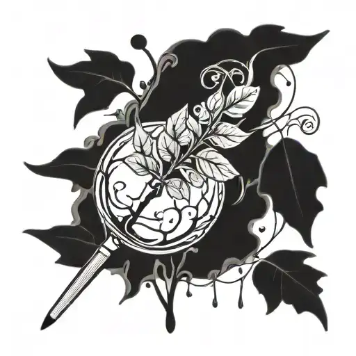 A Surreal Animation-inspired Tattoo Featuring A Magical Plant Growing Out Of A Paintbrush