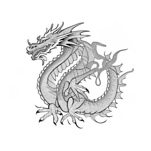 Dragon With Backgroud Flowers