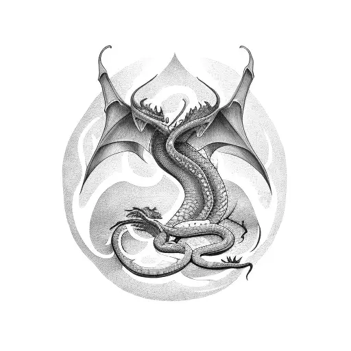 Serpiente Fuisonada Con Un Dragon