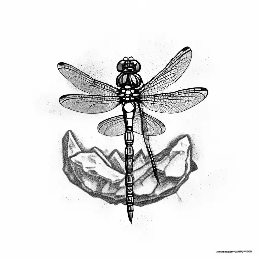 Dragonfly Lifting A Stone