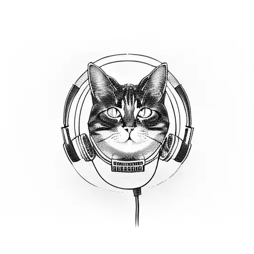 A Cat Wearing Headphones And Djing On A Turntable