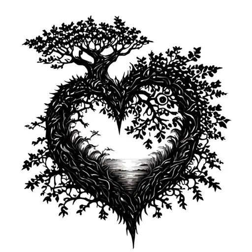 Heart Sign With Tree Of Life