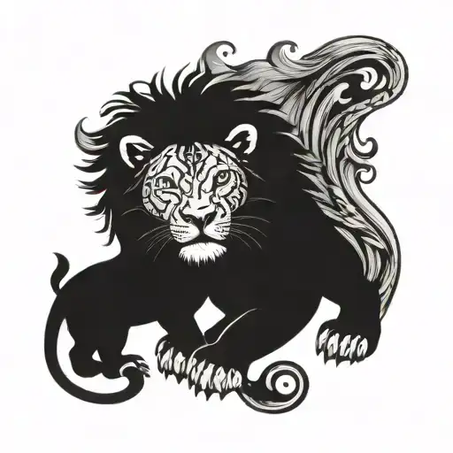 Lion And Cub With Greek Mythology