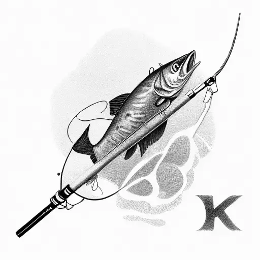 A Detailed Sketch Of A Fishing Rod With The Name 'Jordan' Incorporated In The Design