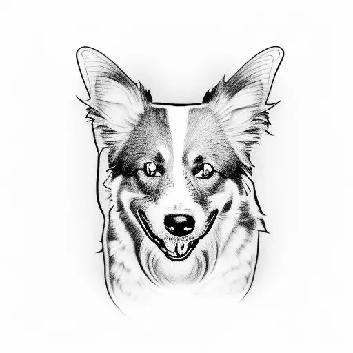 Cartoon Black And White Aussie Dog Face With Tongue Out