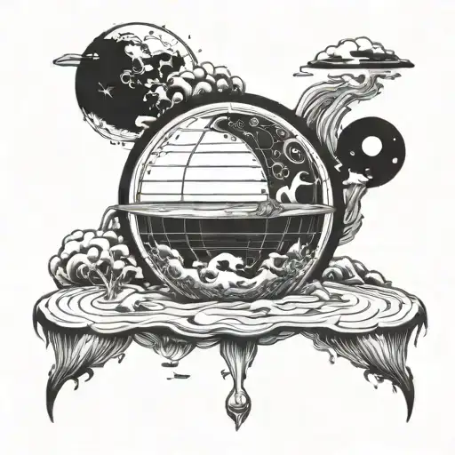 A Flat Earth With Sun And Moon