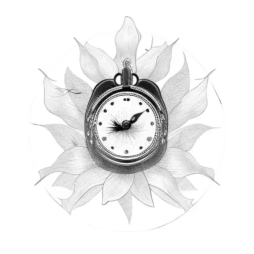 Clock With Daffodils Leaf