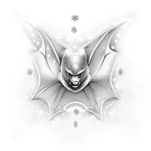 Bat With Falling Snowflakes