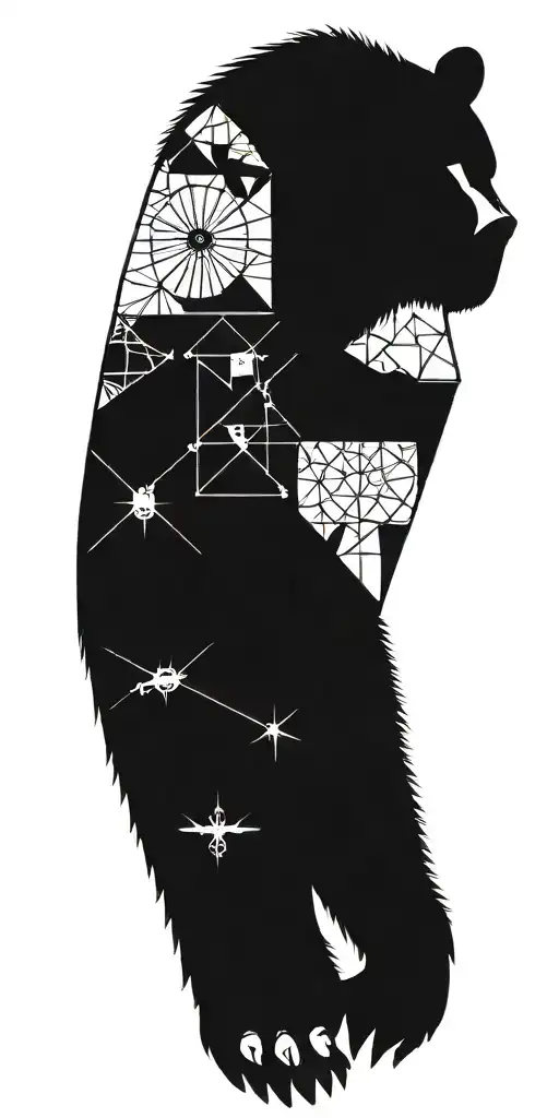 Grizzly Bear Armour With Geometrical Design Featuring A Compass