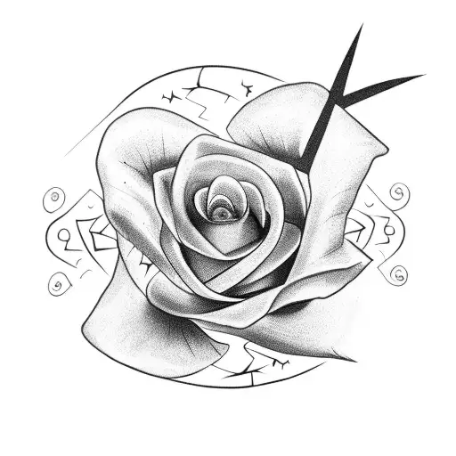 A Lightning Bolt Forming The Stem Of A Rose