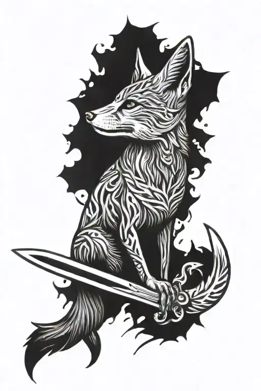 Desert Fox Arm Tattoo And Knive