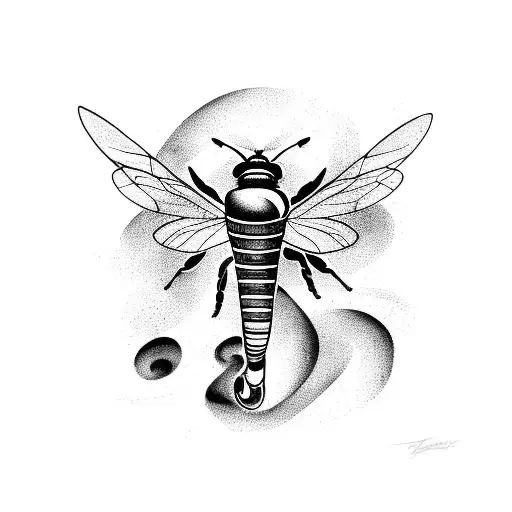 A Honey Bee Playing A Saxophone On A Beach With Purple Waves