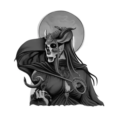 A Woman Demon With Aries Skull
