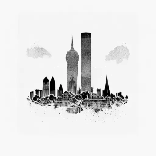 Boston And London Skylines Reflecting Each Other Across A Galaxy