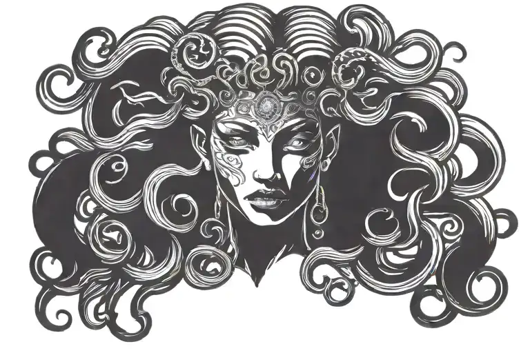 Medusa Goddess Head Looking Straight