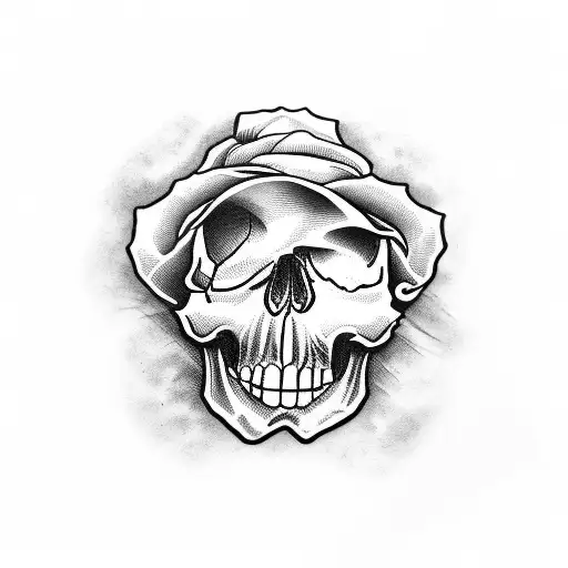 Skull With Italian Mafia Hat And Roses