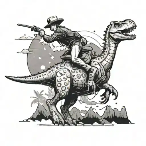 A Space Cowboy Riding A Dinosaur