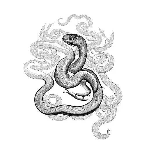 Snake With Floral Background