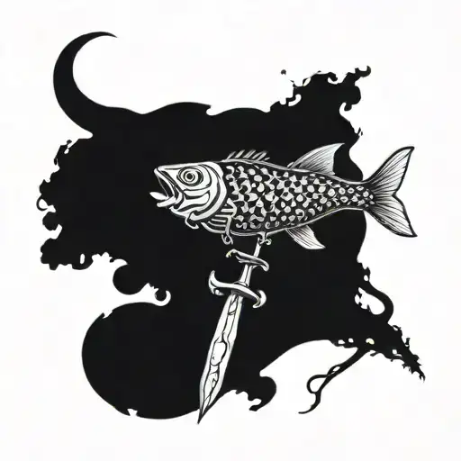 Knive With Fish Hooks With The Style Of Hannibal Bbc Show