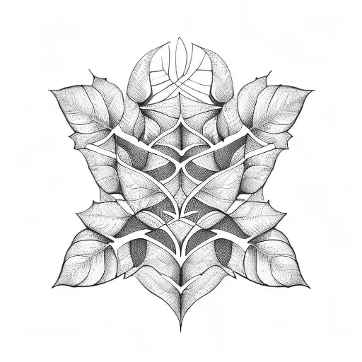 Geometric Pattern Incorporating Leaf And Vine Motifs Inspired By Nature