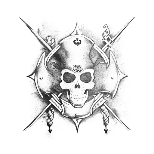 French Pirate Flag With Neptune Trident