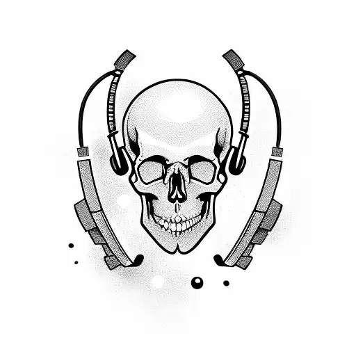 Skull With Gaming Headset
