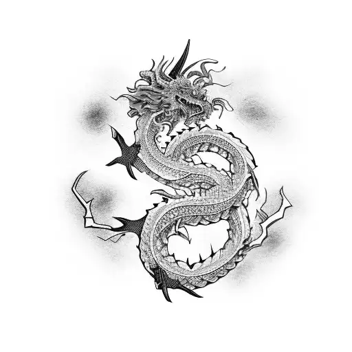 Japanese Dragon And Samurai