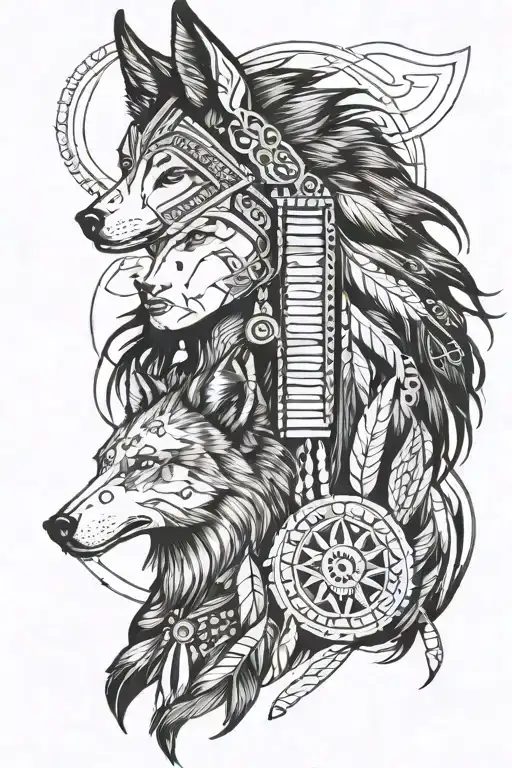 Indian Girl Wolf Tipee Horse