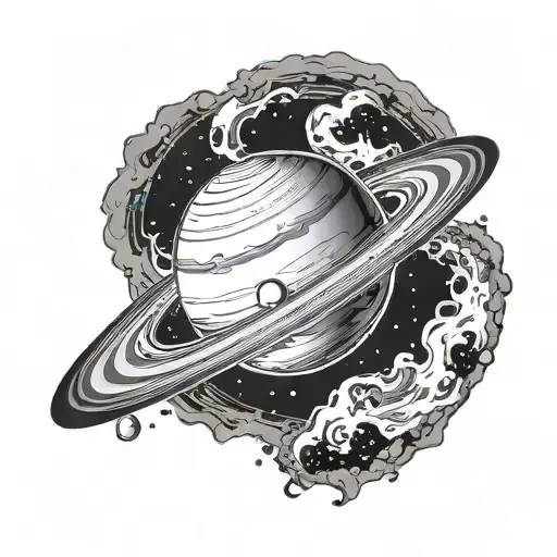 Saturn Simple Black And White Planet For The Man Left Triceps