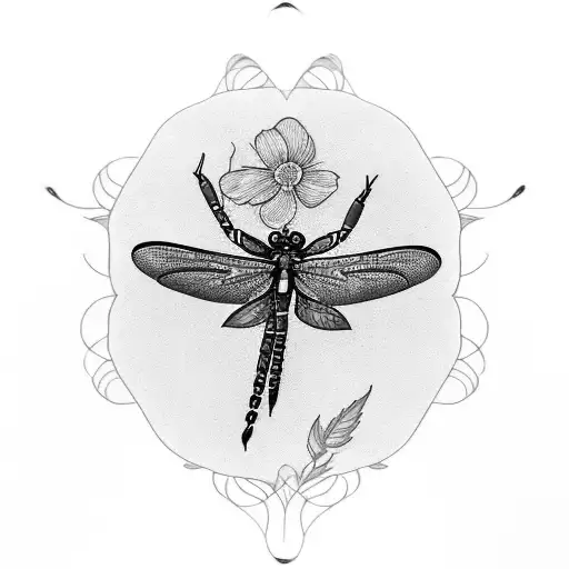 Flowers And A Dragonfly